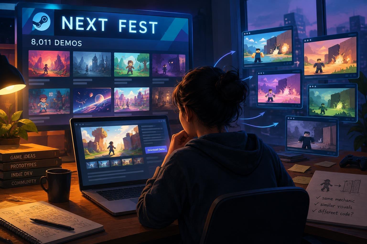 AI image: Steam Next Fest’s 8,000-Demo Problem Is About More Than Choice